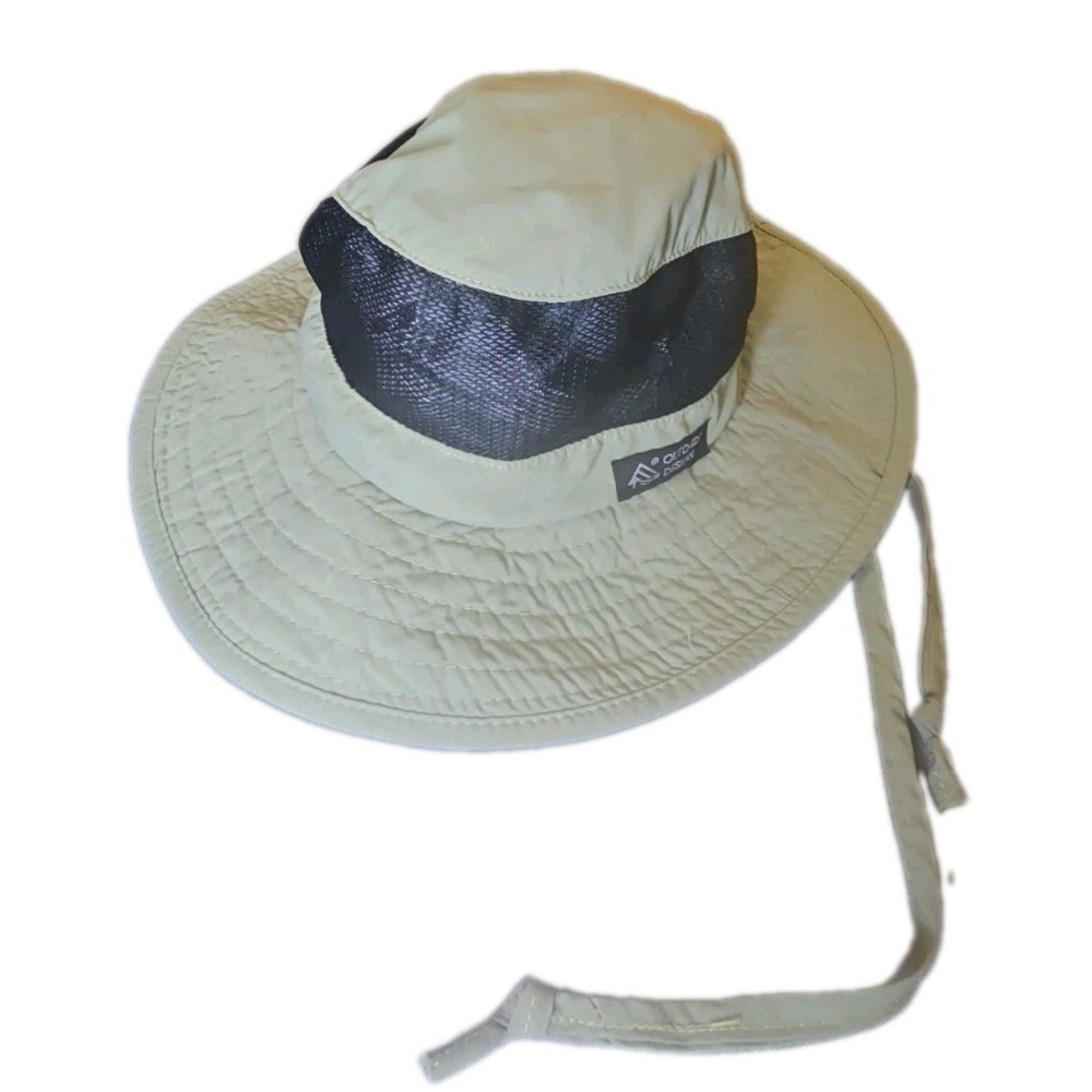 Outdoor Design Hat Boonie Bucket Wide Brim Mesh Tan Khaki Hiking L XL